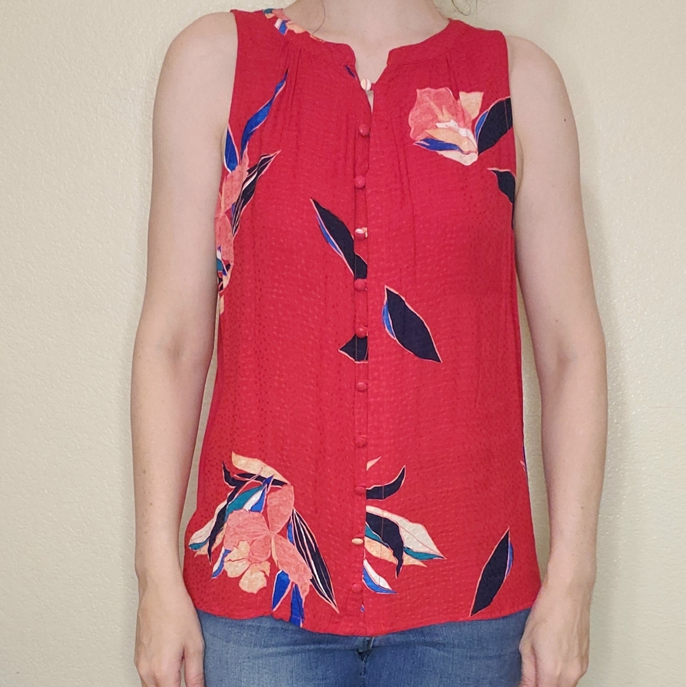 A New Day M tank top fabric covered button red